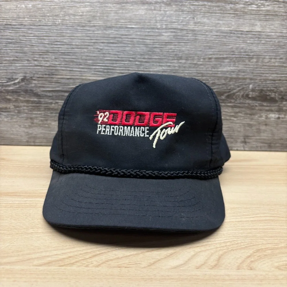 Vintage 1992 Dodge Performance Tour Hat Cap Snapback Black 90s Promo Rope Hat